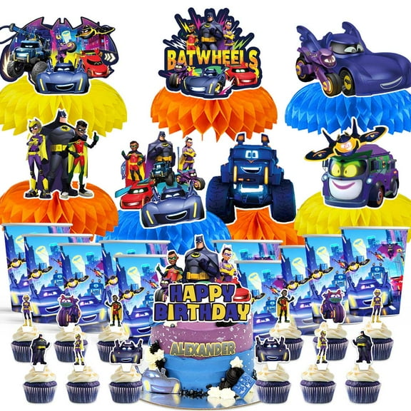 Batwheels Party Supplies Decor Cups Fans Decorations Honeycomb Centerpieces Cake Toppers