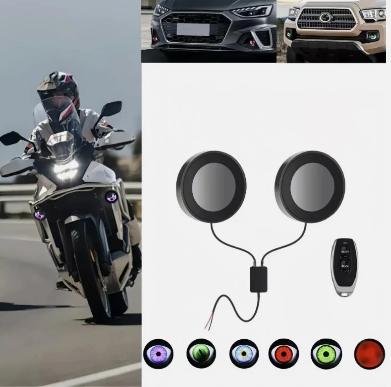 Explosive car LED devil eye headlights 1.5w modified flat model dynamic lights multi-mode