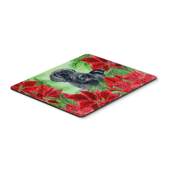 Giant Schnauzer Poinsettas Mouse Pad Hot Pad or Trivet