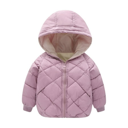 

TUOBARR Toddler Baby Boys Girls Autumn Winter Cotton Padded Jacket With Velvet Lining Hooded Zipper Jacket Coat Purple(3-8Years)