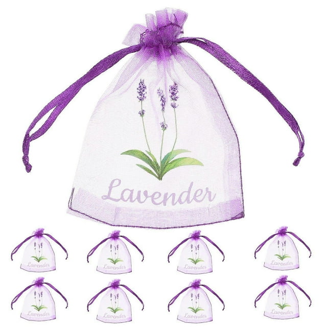 20pcs Lavender Sachets Drawstring Bags Empty Organza Pouches Sachet Empty Bags Organza Gauze Bags for Lavender Herbs Spices Purple