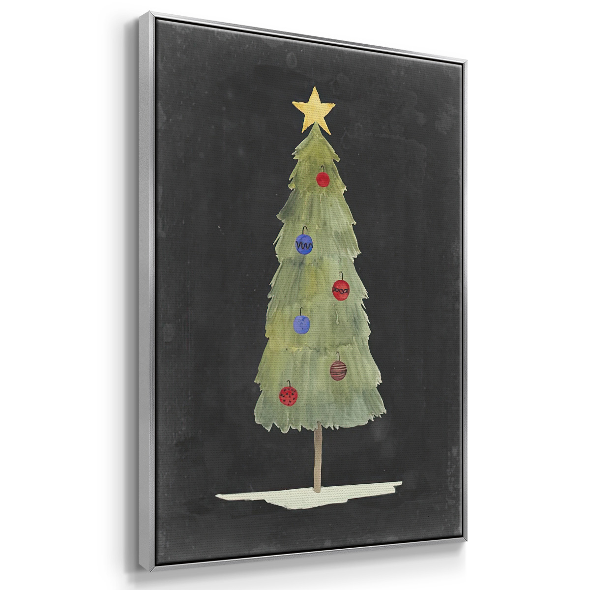 Christmas Glow II - Framed Gallery Wrapped Holiday Canvas - 27 x 41 - Silver Frame