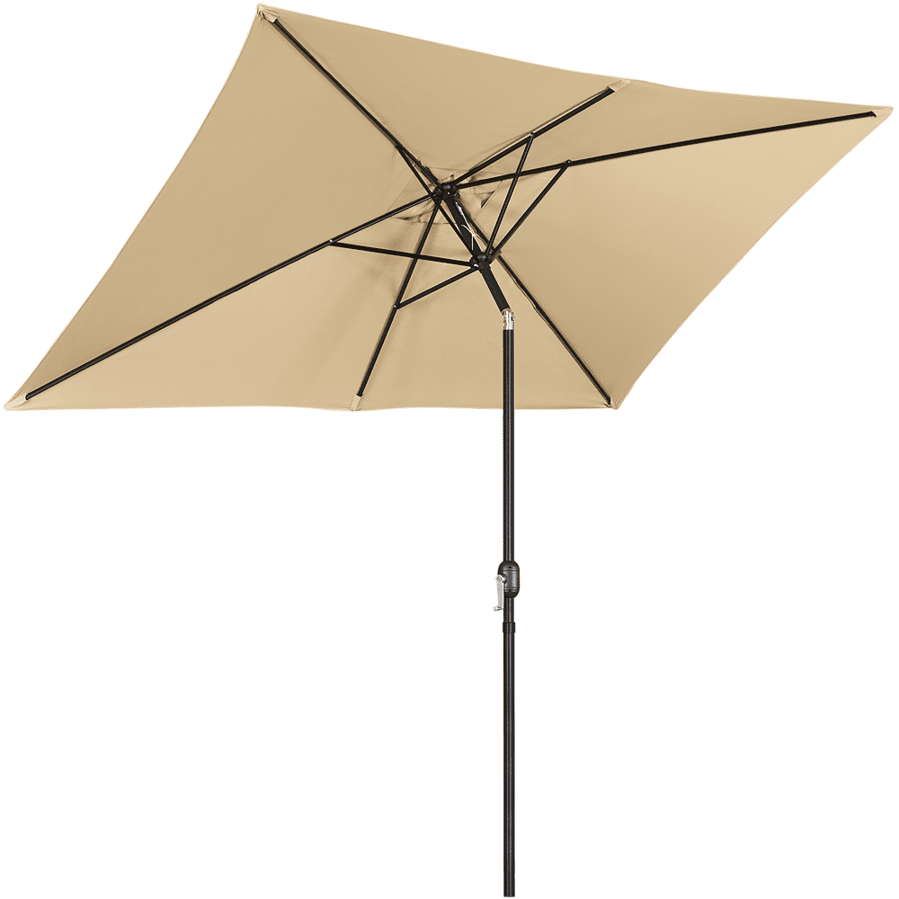 Yaheetech 6.5x10ft Rectangular Outdoor Patio Umbrella with Push Button Tilt and Crank, Tan
