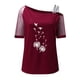 thumbnail image 4 of Gibobby Camiseta de manga corta para mujer Mujeres Impreso Hombro Tops Sexy Glitter Camisa manga corta Blusa Tops(Vino,M), 4 of 4