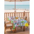 thumbnail image 2 of Outdoor Tablecloth with Umbrella Hole for Patio/Picnic/Party/Camping, Children's Day Waterproof Table Cloth Rectangle Table Cover Washable, Cartoon Cute Flowers Leaf Blue Plaid (60"x 102"), 2 of 8