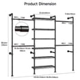 thumbnail image 6 of ROGALIS H3 Wall Mounted Clothes Rack, Industrial Pipe Closet Organizers System with 4 Telescopic Rod & 6 Shelves, 6 of 10