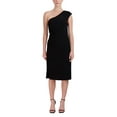 thumbnail image 2 of Laundry One Shoulder Sleeveless Gathered Side Zipper Back Solid Bodycon ITY Dress-BLACK / 0, 2 of 2