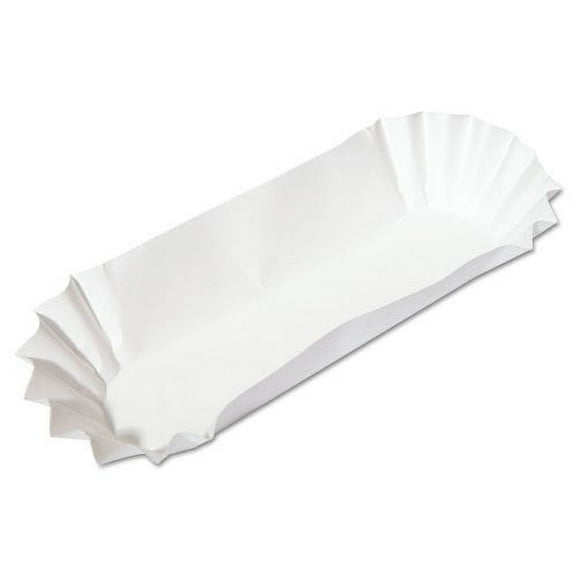 Hoffmaster Fluted Hot Dog Trays, 6 x 2 x 2, White, Paper, 500/Sleeve, 6 Sleeves/Carton