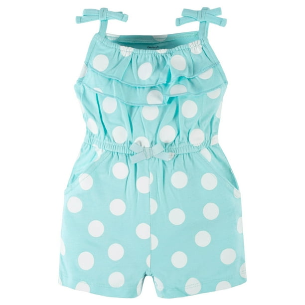 Gerber Romper Azul para Niña 100% Algodón Certificado OEKO-TEX Verano