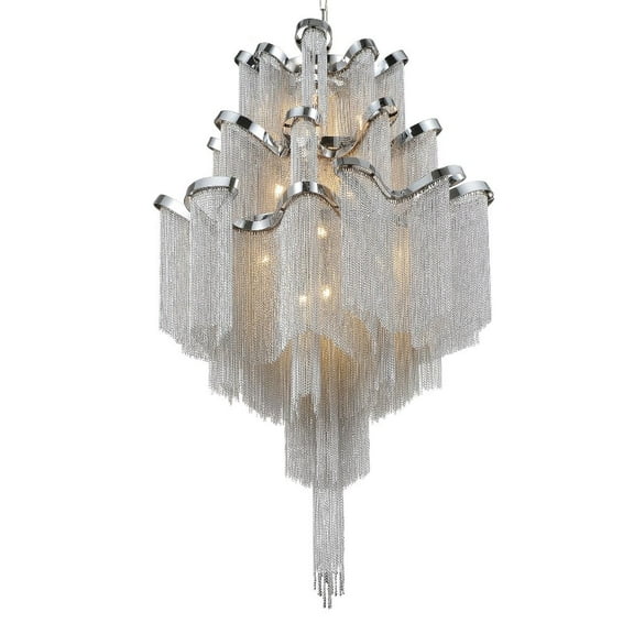 CWI Lighting Daisy 17 Light Transitional Metal Down Chandelier in Chrome