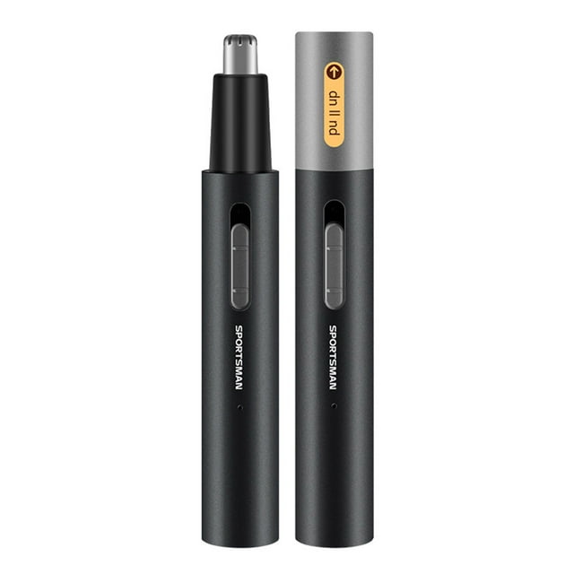 Electric Nose Hair Trimmer Aluminum Tube Body Arched Cutter Head USB Rechargeable with Sideburn Trimmer