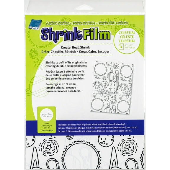 Artist Series Printed & Clear Shrink Film 8.5"X11" 4/Pkg-Celestial