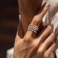 thumbnail image 4 of WWS-Stackable Rings for Women, Interlocking Gold Rings Non Tarnish, 14K Gold Plated Cubic Zirconia Ring Dainty Statement Band, Multi-Link Connected Metal Stacking Bands, 4 of 4