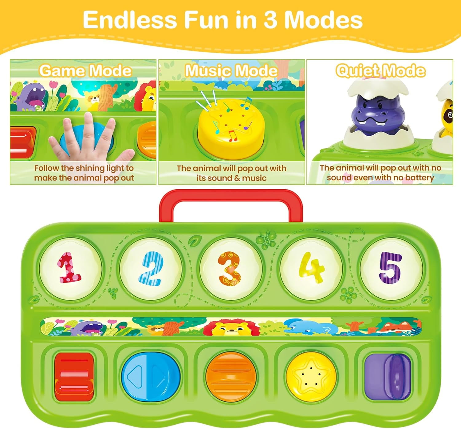 Baby Toys 6 to 12 Months, Musical Pop-Up Cause and Effect Toy with Light & Music for 12-18 Months, Learning Educational Infant Toys