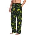 thumbnail image 2 of Balery Green Branch Olive print Men's Pajama Pants,Ultra Lightweight Pjs,Lounge Pant-Small, 2 of 9
