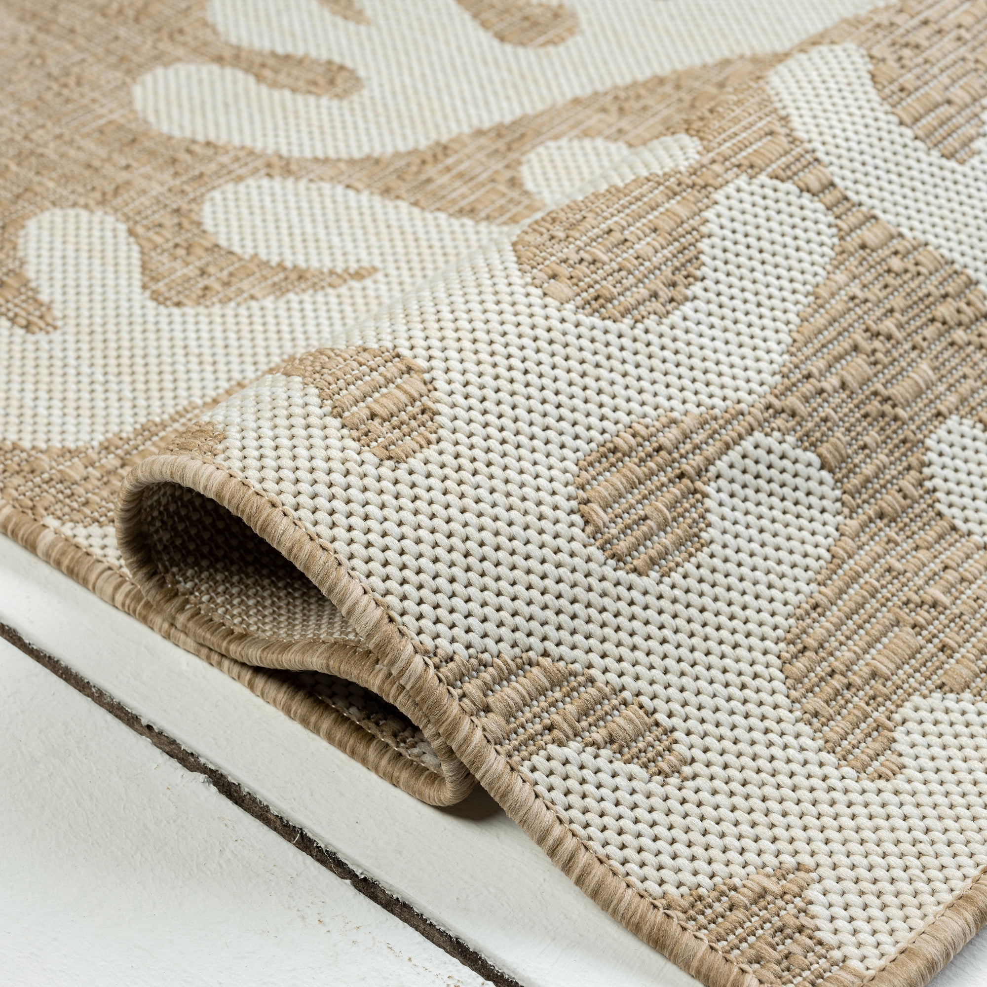 Ox Bay Dom Floral Nautical Performance Polypropylene Indoor Outdoor Area Rug, Beige, 5' x 7'