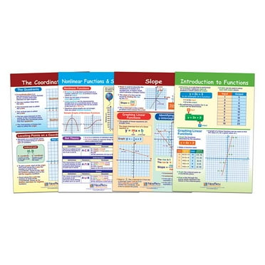 NewPath Learning Math Bulletin Board Chart Set, Graphs & Functions, Set of 4