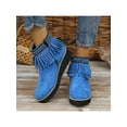 thumbnail image 6 of Frontwalk Women Ankle Boots Platform Tassel Boot Side Zipper Booties Walking Fashion Winter Shoes Ladies Casual Blue 10, 6 of 9
