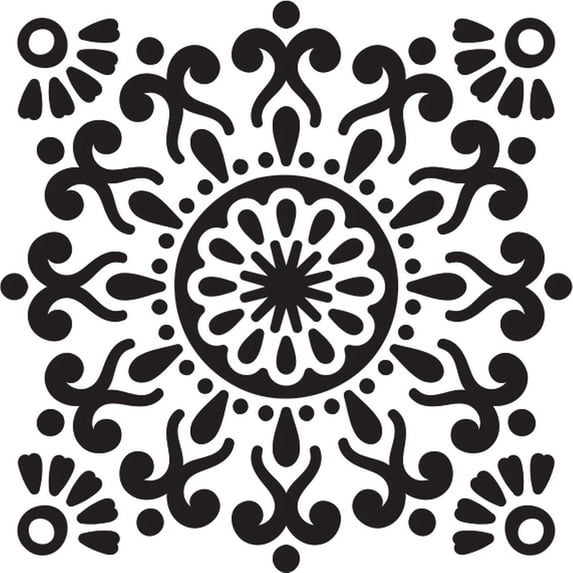 Printtoo Card Making Square Wooden Rubber Stamp Floral Mandala Pattern Stamps-2 x 2 Inches