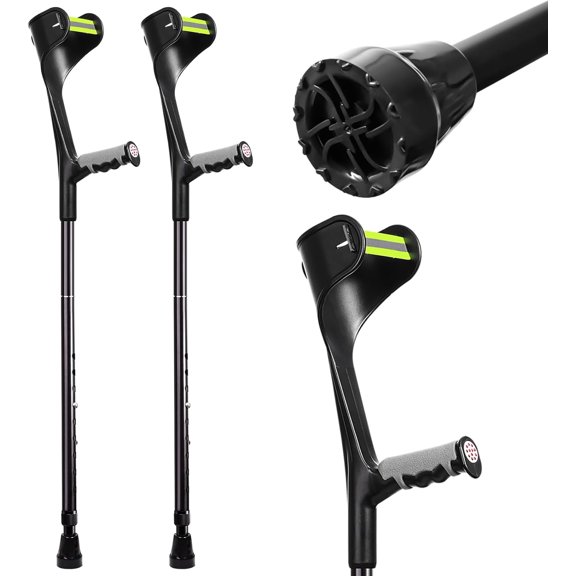 Forearm Crutches for Adults, Upgraded Heightened Forearm Crutches, 10-Level Adjustable Height, Arm Crutches Forearm, Aluminum Crutches for Walking