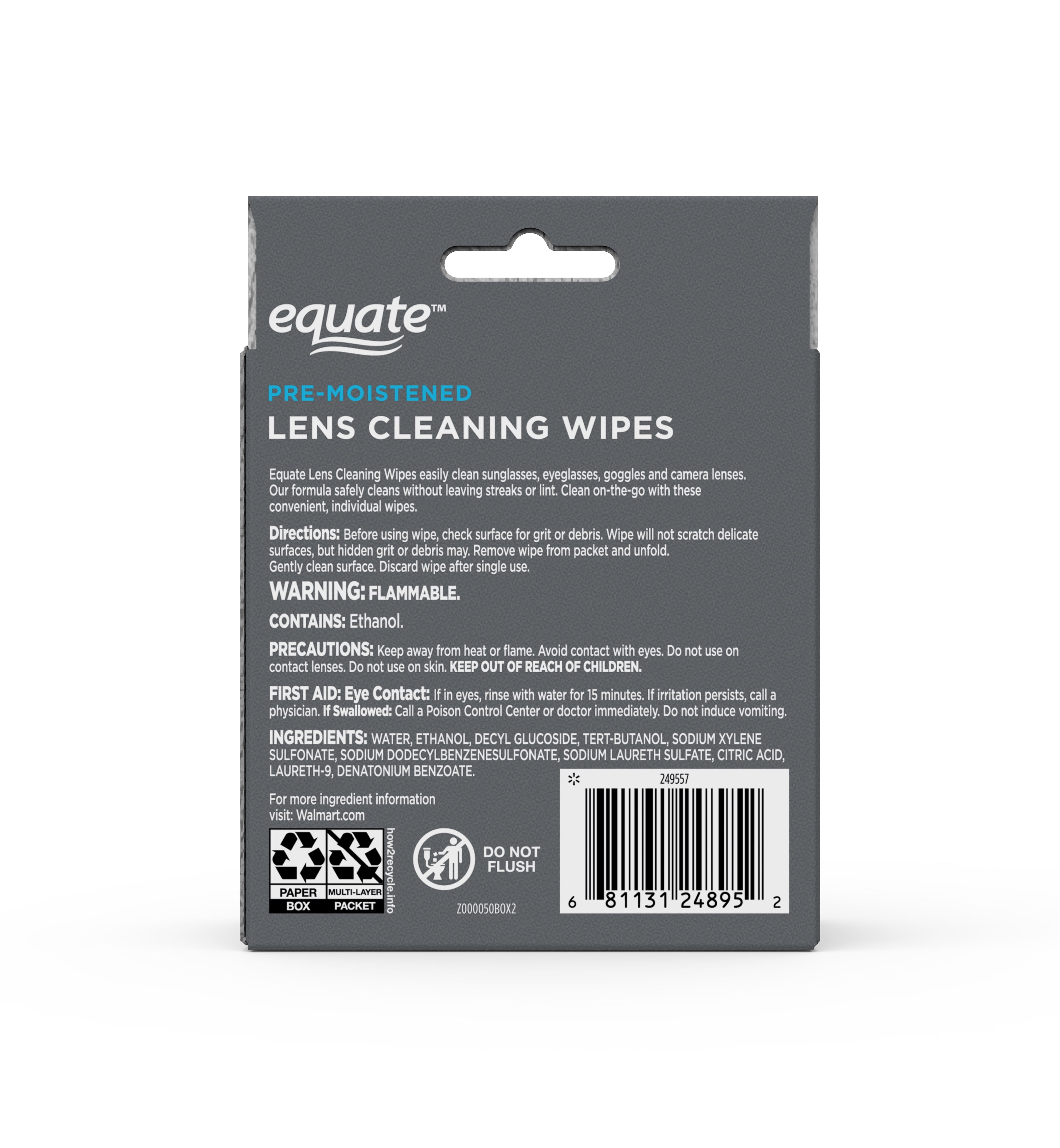 Equate Pre-Moistened Cleaning Lens Wipes, 50 Count