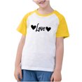 thumbnail image 2 of Frwgonr Boys Girls T-Shirts Yellow Cute Heart Grpahic Raglan Short Sleeve Tee Tops 3-14 Years, 2 of 5