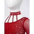 thumbnail image 3 of Raenseen Big Girls Ballet Dance Gymnastics Outfits Two-Piece Jazz Lyrical Dancewear Crop Tops with Irregular Skirt Burgundy 8, 3 of 6