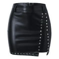 thumbnail image 4 of DHFJKG Womens Skirts Leather Bodycon Slim Fit Mini Skirt With Beaded Embellishment Party Club Night Out Wear Comfort Skirt, 4 of 6