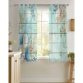 thumbnail image 4 of Teal Beach Coastal Sheer Curtains 54 Inch Length 2 Panels Set for Living Room/Bedroom, Summer Nautical Coral Shell Botanical Vintage Kitchen Curtains Grommet Curtains Window Treatments 42"x54"x2, 4 of 7