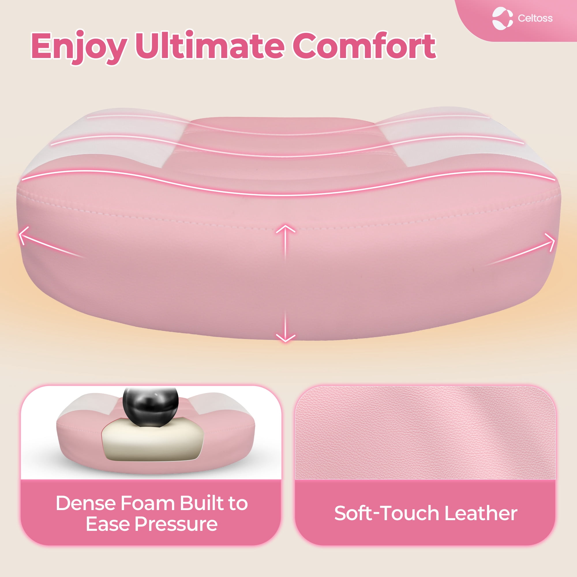 CELTOSS  Pink Gaming Chair, Flip-up Armrest Computer Chair Ergonomic Office Chair PU Leather Desk Chair Executive Adjustable Swivel Task Chair