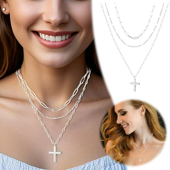 Layered Pendant Necklace for Women - Elegant Three Layer Chain Design with Pendant for Daily and Party Wear