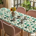 thumbnail image 3 of St. Patrick's Day Table Cloths for 8 Foot Rectangle Tables, Lucky Shamrock Leaves Botanical Beige Patio Waterproof Elastic Fitted Tablecloths, Washable Rectangular Table Cover for Camping, 3 of 8
