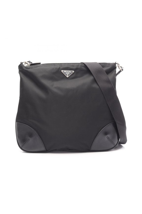 Pre-Owned Prada TESSUTO LIGHT Shoulder Bag/Handbag, Nylon and Leather, Women's, Black (BT0326)