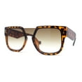 thumbnail image 2 of Unique Exposed Shield Lens Bridge Retro Horn Rim Sunglasses Tortoise - Brown, 2 of 4