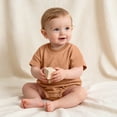 thumbnail image 2 of biudgviw Baby Boy Girl Onesie Romper Infant Plain Oversize T-Shirt Casual Round Neck Short Sleeve Bodysuit Cotton Summer Clothes(Coffee,6-9 Months), 2 of 6