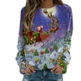 thumbnail image 1 of Chandail en Molleton de Noël pour Femmes Col Rond Pull Chaud Manches Longues Cardigan de Vacances Imprimé Mode Pull Mi-Long, 1 of 4