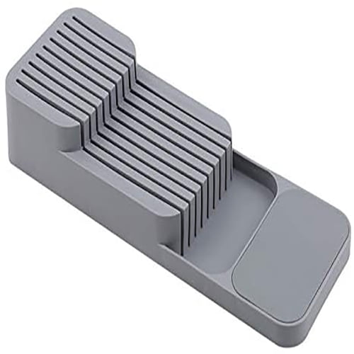 Faridabio - Bandeja organizadora para cajones de cocina, soporte para cuchillos de 2 niveles, cajón, bloque de cuchillos, organizador de almacenamiento de cocina, gris Ormromra WMXL-143