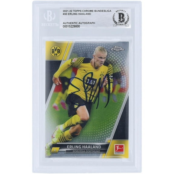 Erling Haaland Borussia Dortmund Autographed 2021-22 Topps Chrome #30 BAS Authenticated Card - Fanatics Authentic Certified