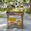 Lixada Wooden Potting Bench Table with Drawer Sink Hook Open Shelf for Outside