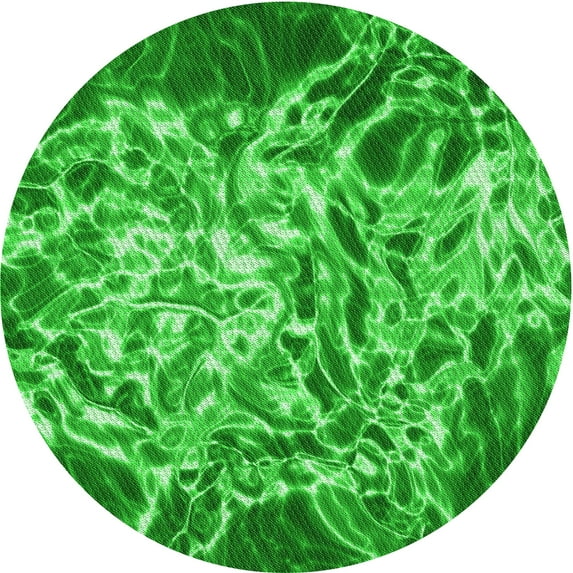 Ahgly Company Machine Washable Indoor Round Transitional Green Area Rugs, 8' Round