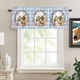 thumbnail image 2 of Easter Bunny Rod Pocket Curtain Valance, Spring Easter Eggs Chick Floral Blue Check Farmhouse Window Valance for Living Room, Bedroom, Kitchen 54"W x 18"L, 2 of 9