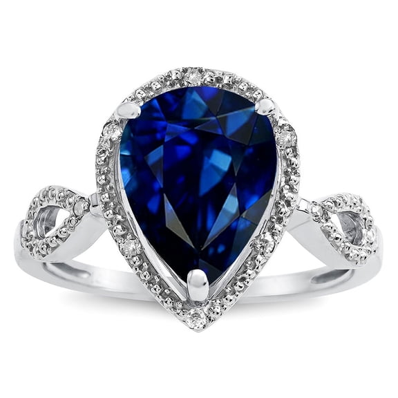 Star K � Vintage Look Halo Large 11x8 Pear Shape Created Sapphire Ring