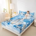 thumbnail image 4 of jejeloiu Christmas Holidsy Twin Sheet Sets,Xmas Ball Snowflake Twin Fitted Sheet,Blue White Gold Flat Sheet For Children,Breathable Home Decor,3pcs, 4 of 7