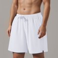 thumbnail image 2 of Ymyiu Casual Men's Shorts Mens Shorts Casual Shorts Elastic Waist Drawstring Summer Beach Shorts with Pockets Size L(White, L), 2 of 4