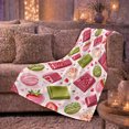thumbnail image 6 of Scattered Chocolate Bars Strawberry Treats Sweetheart Pattern, Cozy Friendship Quote Scene, Warm Flannel Blanket for Living Room and Reading Nook, Art Lovers Friendship Gift, Artistic Home Decor, 6 of 9