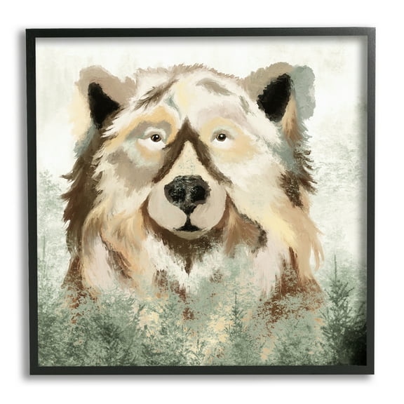 Stupell Bear Wildlife Nature Forest Trees Animals & Insects Painting Black Framed Art Print Wall Art
