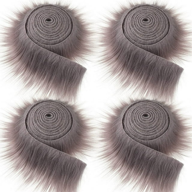 Granjero Gordo 4 rollos de cinta de piel sintética navideña para decoración de árboles de Navidad o lazos de coronas artesanales de 59 x 1,96 pulgadas (gris oscuro)