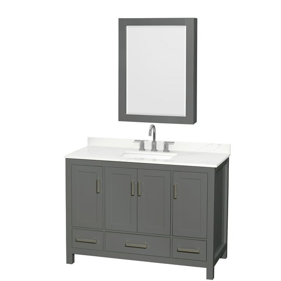 Wyndham Collection Wcs141448s-Qtz-Us3med Sheffield 48" Free Standing Single Basin Vanity