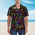 thumbnail image 4 of Musical Notes Hawaiian Shirts For Men, Summer Short-Sleeve Relaxed-Fit Button-Down Shirts X-Large, 4 of 9