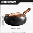 thumbnail image 3 of Traditional Hand Hammered Wok Pan, 9.45 Inch Uncoated Carbon Steel Big Belly Pot with Wooden Lid, Chinese Stir Fry Pan for Home Cooking, Seasoned Wok, 3 of 8